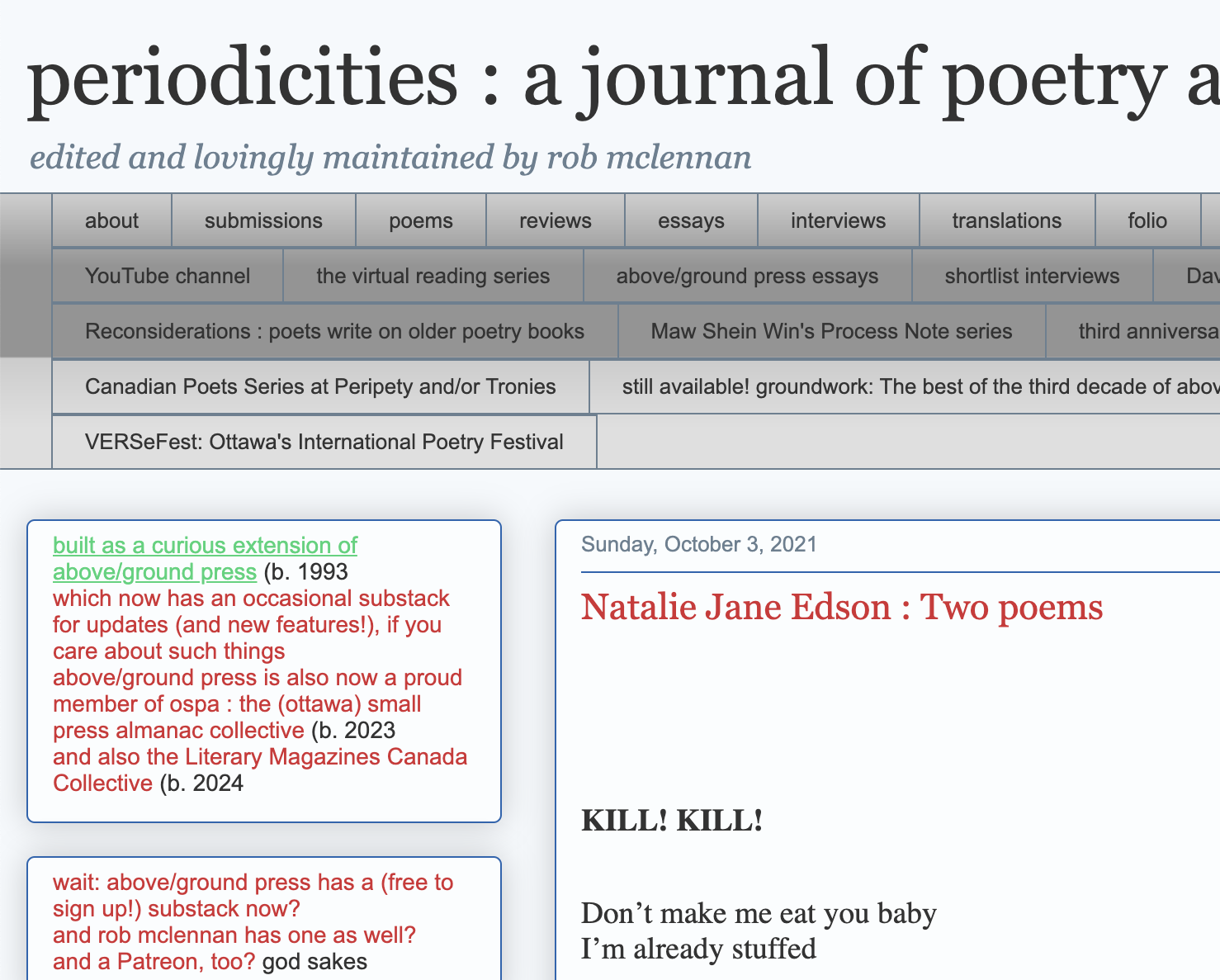 Two Poems in Periodicities Journal